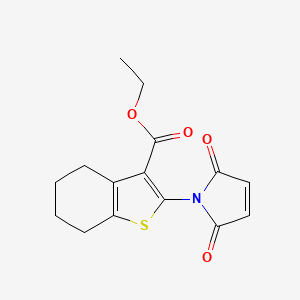 molecular formula C15H15NO4S B2675638 Ethyl 2-(2,5-dioxo-2,5-dihydro-1H-pyrrol-1-yl)-4,5,6,7-tetrahydro-1-benzothiophene-3-carboxylate CAS No. 62159-47-1