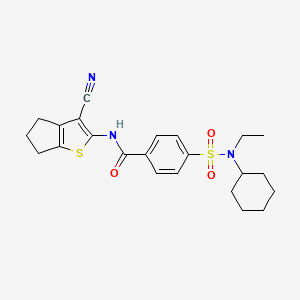 molecular formula C23H27N3O3S2 B2675641 N-(3-cyano-5,6-dihydro-4H-cyclopenta[b]thiophen-2-yl)-4-(N-cyclohexyl-N-ethylsulfamoyl)benzamide CAS No. 919855-87-1