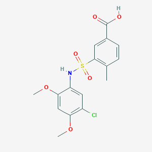 molecular formula C16H16ClNO6S B2675643 3-[(5-Chloro-2,4-dimethoxyphenyl)sulfamoyl]-4-methylbenzoic acid CAS No. 438021-93-3
