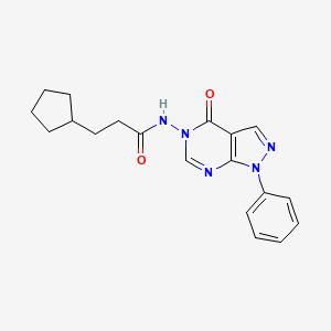 molecular formula C19H21N5O2 B2675648 3-cyclopentyl-N-(4-oxo-1-phenyl-1H-pyrazolo[3,4-d]pyrimidin-5(4H)-yl)propanamide CAS No. 899945-85-8