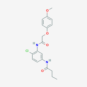 molecular formula C19H21ClN2O4 B267565 N-(4-chloro-3-{[(4-methoxyphenoxy)acetyl]amino}phenyl)butanamide 