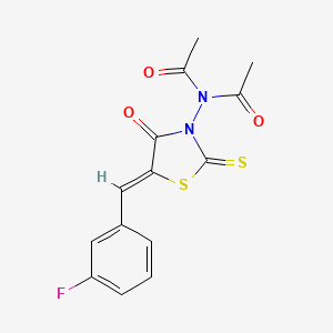 N-acetyl-N-[(5Z)-5-[(3-fluorophenyl)methylidene]-4-oxo-2-sulfanylidene-1,3-thiazolidin-3-yl]acetamide