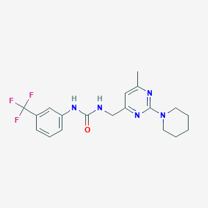 molecular formula C19H22F3N5O B2675667 1-((6-Methyl-2-(piperidin-1-yl)pyrimidin-4-yl)methyl)-3-(3-(trifluoromethyl)phenyl)urea CAS No. 1797720-17-2