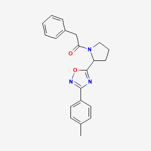 molecular formula C21H21N3O2 B2675672 3-(4-Methylphenyl)-5-[1-(phenylacetyl)pyrrolidin-2-yl]-1,2,4-oxadiazole CAS No. 855459-91-5