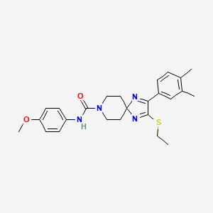molecular formula C25H30N4O2S B2675674 2-(3,4-二甲基苯基)-3-(乙硫基)-N-(4-甲氧基苯基)-1,4,8-三氮杂螺[4.5]癸-1,3-二烯-8-甲酰胺 CAS No. 1359436-96-6