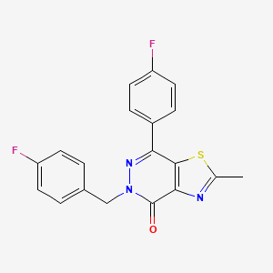 molecular formula C19H13F2N3OS B2675676 5-(4-fluorobenzyl)-7-(4-fluorophenyl)-2-methylthiazolo[4,5-d]pyridazin-4(5H)-one CAS No. 941898-00-6