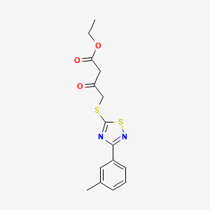 molecular formula C15H16N2O3S2 B2675677 Ethyl 3-oxo-4-((3-(m-tolyl)-1,2,4-thiadiazol-5-yl)thio)butanoate CAS No. 864918-33-2