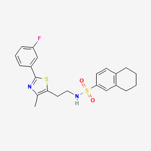 molecular formula C22H23FN2O2S2 B2675678 N-{2-[2-(3-氟苯基)-4-甲基-1,3-噻唑-5-基]乙基}-5,6,7,8-四氢萘-2-磺酰胺 CAS No. 946251-26-9