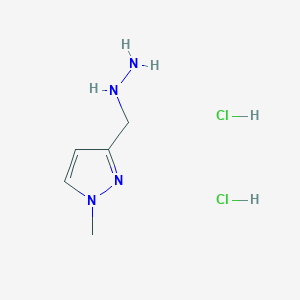 molecular formula C5H12Cl2N4 B2675687 (1-甲基吡唑-3-基)甲基肼;二盐酸盐 CAS No. 2231673-46-2
