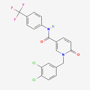 molecular formula C20H13Cl2F3N2O2 B2675688 1-[(3,4-二氯苯基)甲基]-6-氧代-N-[4-(三氟甲基)苯基]吡啶-3-甲酰胺 CAS No. 338782-51-7