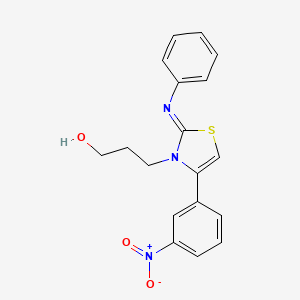 molecular formula C18H17N3O3S B2675691 (Z)-3-(4-(3-硝基苯基)-2-(苯基亚胺)噻唑-3(2H)-基)丙醇 CAS No. 928199-27-3