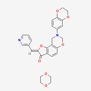 molecular formula C28H26N2O7 B2675693 (4Z)-12-(2,3-二氢-1,4-苯并二氧杂杂环己-6-基)-4-[(吡啶-3-基)甲基亚甲基]-3,10-二氧杂-12-氮杂三环[7.4.0.0^{2,6}]十三烷-1,6,8-三烯-5-酮; 1,4-二氧六烷 CAS No. 1351664-43-1