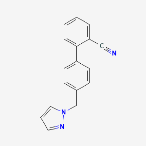molecular formula C17H13N3 B2675697 2-[4-(1H-pyrazol-1-ylmethyl)phenyl]benzonitrile CAS No. 956728-61-3