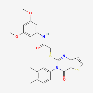 molecular formula C24H23N3O4S2 B2675701 N-(3,5-dimethoxyphenyl)-2-{[3-(3,4-dimethylphenyl)-4-oxo-3,4-dihydrothieno[3,2-d]pyrimidin-2-yl]sulfanyl}acetamide CAS No. 1252923-65-1