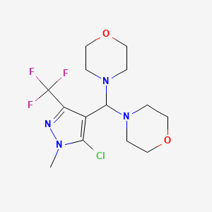 molecular formula C14H20ClF3N4O2 B2675702 4-[[5-氯-1-甲基-3-(三氟甲基)-1H-吡唑-4-基](吗啉基)甲基]吗啉 CAS No. 956754-27-1