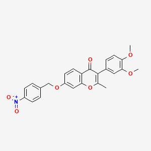 molecular formula C25H21NO7 B2675706 3-(3,4-二甲氧基苯基)-2-甲基-7-[(4-硝基苯基)甲氧基]香豆素-4-酮 CAS No. 610751-12-7
