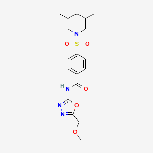 molecular formula C18H24N4O5S B2675709 4-(3,5-二甲基哌啶-1-基)磺酰基-N-[5-(甲氧基甲基)-1,3,4-噁二唑-2-基]苯甲酰胺 CAS No. 850936-19-5