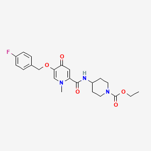 Ethyl 4-(5-((4-fluorobenzyl)oxy)-1-methyl-4-oxo-1,4-dihydropyridine-2-carboxamido)piperidine-1-carboxylate
