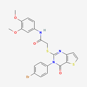 molecular formula C22H18BrN3O4S2 B2675743 2-((3-(4-bromophenyl)-4-oxo-3,4-dihydrothieno[3,2-d]pyrimidin-2-yl)thio)-N-(3,4-dimethoxyphenyl)acetamide CAS No. 1787905-99-0