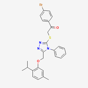 1-(4-Bromophenyl)-2-[[5-[(5-methyl-2-propan-2-ylphenoxy)methyl]-4-phenyl-1,2,4-triazol-3-yl]sulfanyl]ethanone