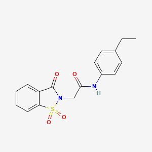 molecular formula C17H16N2O4S B2675760 2-(1,1-二氧代-3-氧代-1,2-苯并噻唑-2(3H)-基)-N-(4-乙基苯基)乙酰胺 CAS No. 474469-68-6