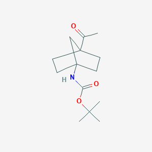 molecular formula C14H23NO3 B2675762 叔丁基 N-(4-乙酰基-去氢松脂环戊-1-基)氨基甲酸酯 CAS No. 2423978-43-0