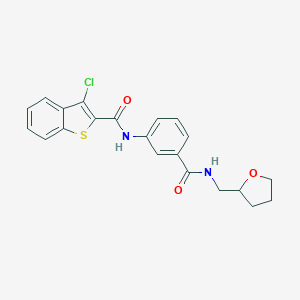 molecular formula C21H19ClN2O3S B267578 3-chloro-N-(3-{[(tetrahydro-2-furanylmethyl)amino]carbonyl}phenyl)-1-benzothiophene-2-carboxamide 