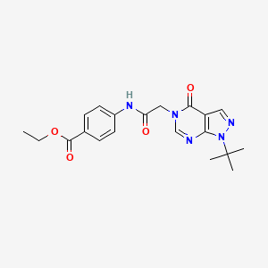 molecular formula C20H23N5O4 B2675799 Ethyl 4-[[2-(1-tert-butyl-4-oxopyrazolo[3,4-d]pyrimidin-5-yl)acetyl]amino]benzoate CAS No. 863447-99-8