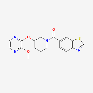 molecular formula C18H18N4O3S B2675802 Benzo[d]thiazol-6-yl(3-((3-methoxypyrazin-2-yl)oxy)piperidin-1-yl)methanone CAS No. 2034479-07-5