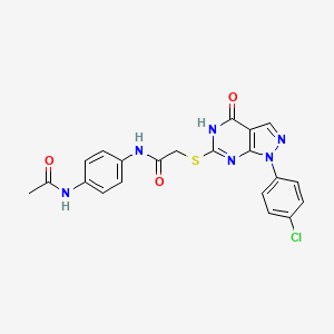 molecular formula C21H17ClN6O3S B2675803 N-(4-acetamidophenyl)-2-((1-(4-chlorophenyl)-4-oxo-4,5-dihydro-1H-pyrazolo[3,4-d]pyrimidin-6-yl)thio)acetamide CAS No. 946200-50-6