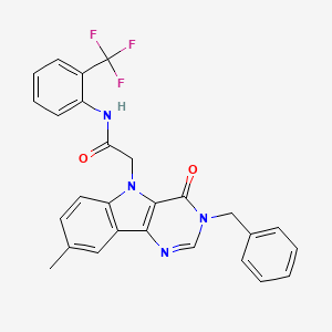 2-(3-benzyl-8-methyl-4-oxo-3H-pyrimido[5,4-b]indol-5(4H)-yl)-N-(2-(trifluoromethyl)phenyl)acetamide