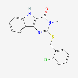 molecular formula C18H14ClN3OS B2675821 2-[(2-chlorophenyl)methylsulfanyl]-3-methyl-5H-pyrimido[5,4-b]indol-4-one CAS No. 537668-57-8