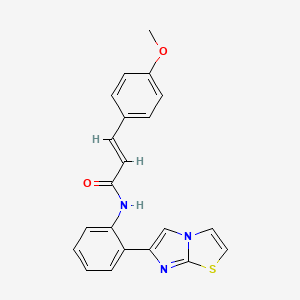 molecular formula C21H17N3O2S B2675829 (E)-N-(2-(咪唑并[2,1-b]噻唑-6-基)苯基)-3-(4-甲氧基苯基)丙烯酰胺 CAS No. 1799261-30-5