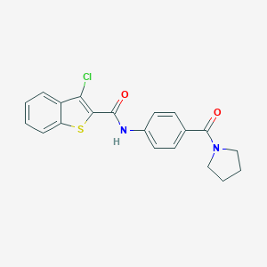 molecular formula C20H17ClN2O2S B267583 3-chloro-N-[4-(1-pyrrolidinylcarbonyl)phenyl]-1-benzothiophene-2-carboxamide 