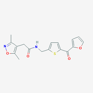 molecular formula C17H16N2O4S B2675834 2-(3,5-二甲基异噁唑-4-基)-N-((5-(呋喃-2-甲酰)噻吩-2-基)甲基)乙酰胺 CAS No. 1797276-70-0