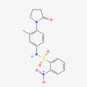 molecular formula C17H17N3O5S B2675840 N-(3-methyl-4-(2-oxopyrrolidin-1-yl)phenyl)-2-nitrobenzenesulfonamide CAS No. 941890-92-2