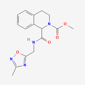 molecular formula C16H18N4O4 B2675843 甲基 1-(((3-甲基-1,2,4-噁二唑-5-基)甲基)氨基甲酰)-3,4-二氢异喹啉-2(1H)-甲酸酯 CAS No. 1396559-99-1