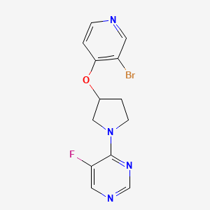 molecular formula C13H12BrFN4O B2675851 4-[3-(3-Bromopyridin-4-yl)oxypyrrolidin-1-yl]-5-fluoropyrimidine CAS No. 2380142-30-1