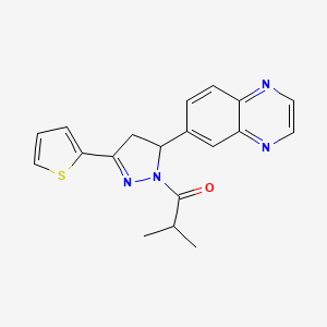 molecular formula C19H18N4OS B2675858 2-methyl-1-(5-(quinoxalin-6-yl)-3-(thiophen-2-yl)-4,5-dihydro-1H-pyrazol-1-yl)propan-1-one CAS No. 946201-63-4