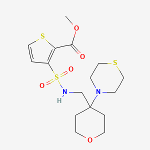 molecular formula C16H24N2O5S3 B2675861 Methyl 3-[(4-thiomorpholin-4-yloxan-4-yl)methylsulfamoyl]thiophene-2-carboxylate CAS No. 2415525-24-3