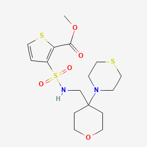 molecular formula C16H24N2O5S3 B2675861 Methyl 3-({[4-(thiomorpholin-4-yl)oxan-4-yl]methyl}sulfamoyl)thiophene-2-carboxylate CAS No. 2415525-24-3