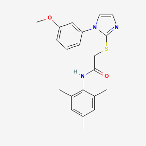 molecular formula C21H23N3O2S B2675862 N-mesityl-2-((1-(3-methoxyphenyl)-1H-imidazol-2-yl)thio)acetamide CAS No. 851132-56-4