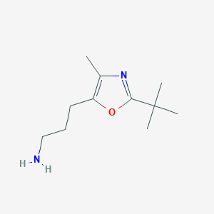 molecular formula C11H20N2O B2675863 3-(2-叔丁基-4-甲基-1,3-噁唑-5-基)丙胺 CAS No. 1367970-88-4