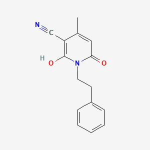 molecular formula C14H12N2O B2675870 3-Pyridinecarbonitrile, 1,2-dihydro-6-hydroxy-4-methyl-2-oxo-1-(2-phenylethyl)- CAS No. 68612-93-1