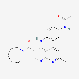 molecular formula C24H27N5O2 B2675882 N-(4-{[3-(azepan-1-ylcarbonyl)-7-methyl-1,8-naphthyridin-4-yl]amino}phenyl)acetamide CAS No. 1251564-05-2