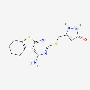 5-{[(4-amino-5,6,7,8-tetrahydro[1]benzothieno[2,3-d]pyrimidin-2-yl)sulfanyl]methyl}-1H-pyrazol-3-ol