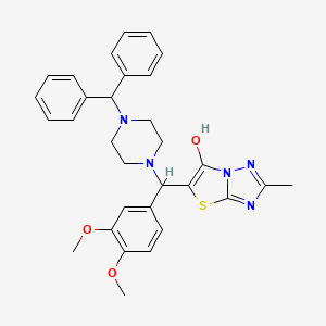 molecular formula C31H33N5O3S B2675893 5-((4-Benzhydrylpiperazin-1-yl)(3,4-dimethoxyphenyl)methyl)-2-methylthiazolo[3,2-b][1,2,4]triazol-6-ol CAS No. 851809-93-3