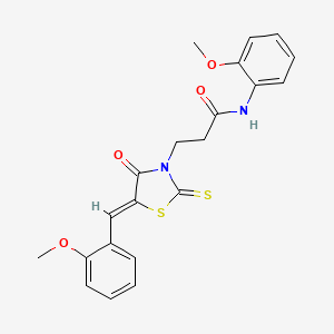 molecular formula C21H20N2O4S2 B2675895 N-(2-methoxyphenyl)-3-[(5Z)-5-[(2-methoxyphenyl)methylidene]-4-oxo-2-sulfanylidene-1,3-thiazolidin-3-yl]propanamide CAS No. 681479-96-9