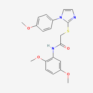 molecular formula C20H21N3O4S B2675900 N-(2,5-dimethoxyphenyl)-2-[1-(4-methoxyphenyl)imidazol-2-yl]sulfanylacetamide CAS No. 688336-15-4