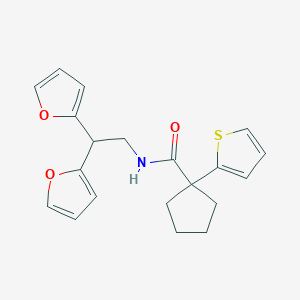 molecular formula C20H21NO3S B2675906 N-(2,2-di(furan-2-yl)ethyl)-1-(thiophen-2-yl)cyclopentane-1-carboxamide CAS No. 2309605-89-6